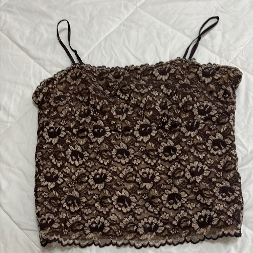 Elegant Lace Floral Top - Brown